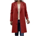 thumbnail image 1 of WRKEKC Coats for Women Long Sleeve Solid Color Button Multi Pocket Wool Blend Long Jacket Top for Daily Appeal and Functional Design, 1 of 5