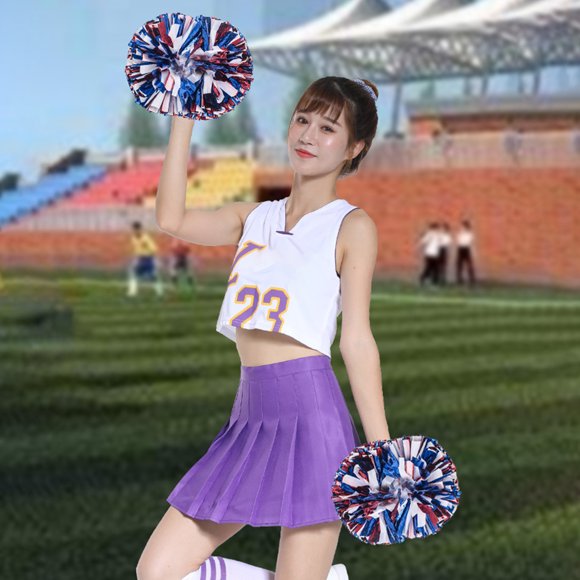 LJNYFDC Pompoms Hand Flower Cheerleading Pom Poms Metallic Vibrant Color Hand Flower Pompoms with Handle Party Accessories for Cheering Squad