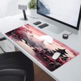 thumbnail image 4 of Pink Japanese Sakura Gaming Mouse Pad - Cherry Blossom Tower Mountain Landscape, 35.4x15.7 Inch, Non-Slip Rubber Base, Stitched Edge, Long Mousepad for Computer Gamers, 4 of 6