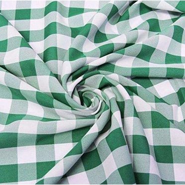60" Wide Checkered Gingham Buffalo Check Polyester Poplin Fabric - Hunter Green & White - 5 Yards