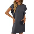 thumbnail image 2 of Ovzne Robes d'Été pour Femmes 2025 Robe Femme Robe d'Été Unie Sans Manches Col Rond Grande Taille Robe Maxi Liquidation, 2 of 7