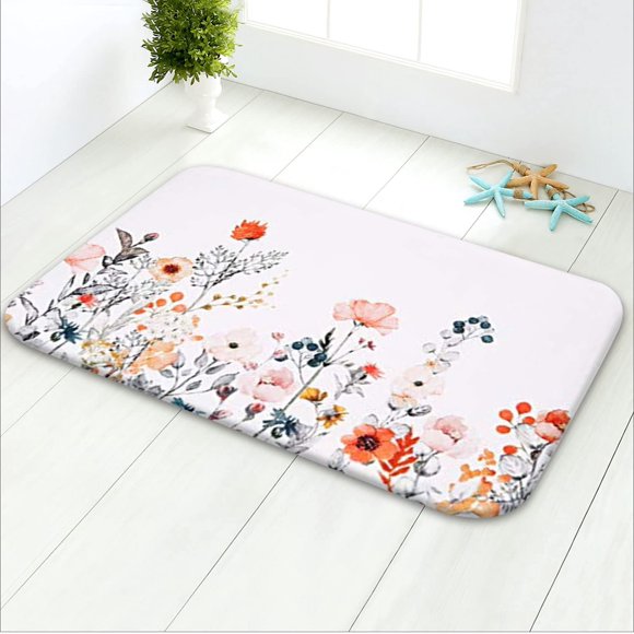 LIVILAN Flower Bath Mat, Floral Rugs