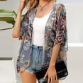 thumbnail image 4 of Cardigan Kimono à Manches Bouffantes à Imprimé Floral pour Femmes, Ample, en Mousseline, Couvre-Maillot, Blouse Décontractée, Hauts, 4 of 9