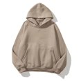 thumbnail image 2 of Women Solid Basic Fleece Letter Loose Hoodie Sweatshirt Long Sleeve Pocket Drop Shoulder Pullovers Top, 2 of 5