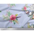 thumbnail image 2 of Soimoi Rayon Fabric Leaves & Anemone Flower Print Sewing Fabric Yard 42 Inch Wide, 2 of 3