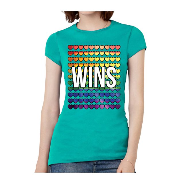 T-Shirt à Manches Courtes Love Wins pour Femmes - Sarcelle - Grand