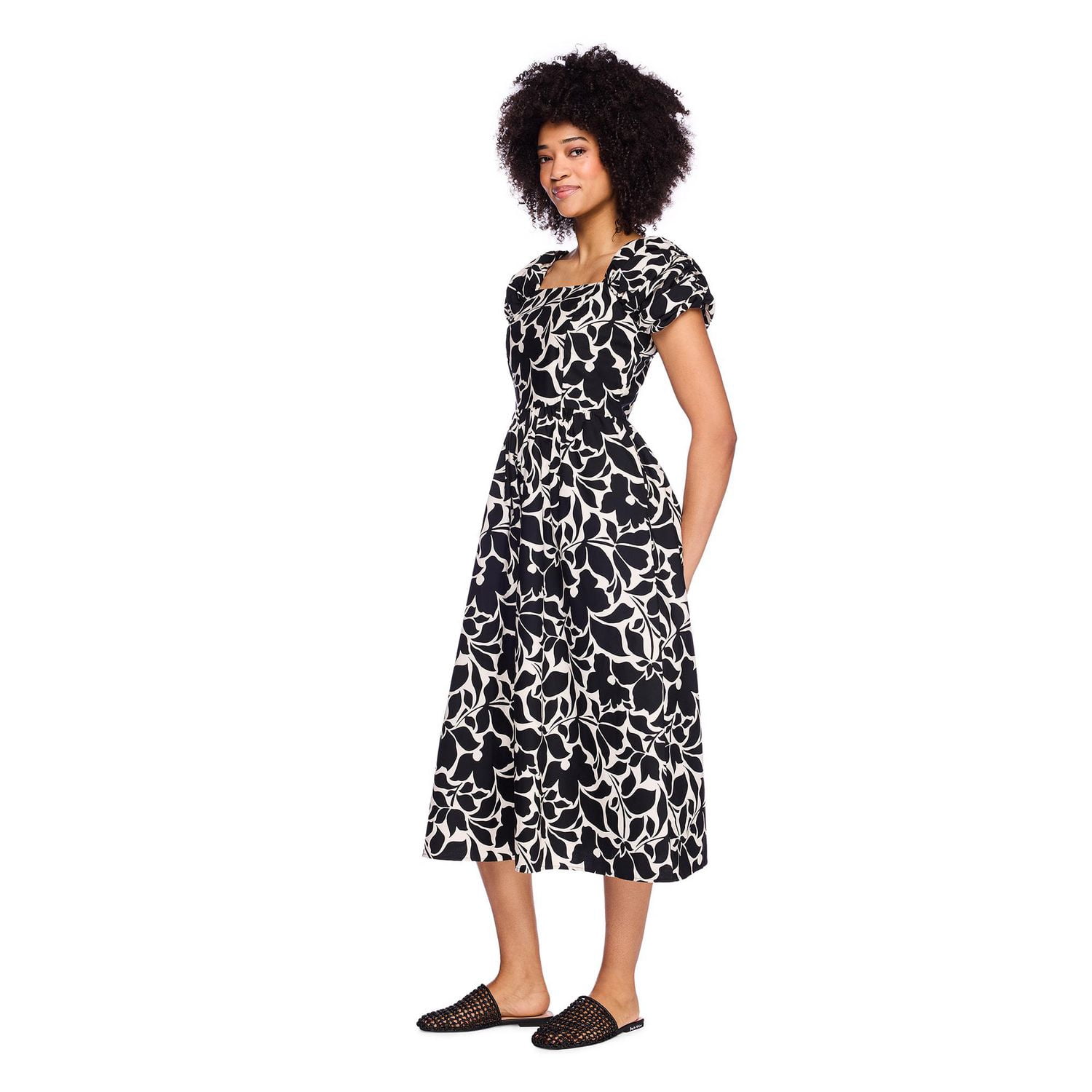 Robe longue imprimée à manches bouffantes George pour femmes