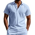 thumbnail image 3 of Txeol Saving Deals Mens Short Sleeve Shirts Casual Athletic Fit Button V Neck Tee Shirt Solid Color Basic Workout Muscle Tops,Light Blue,M, 3 of 10