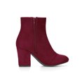 thumbnail image 3 of BLISSFUL STEP Bottines à Talon Bloc à Bout Rond pour Femmes avec Fermeture Éclair Latérale Bourgogne 6, 3 of 8