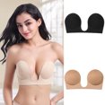 thumbnail image 1 of Women Backless Plunge Bra Strapless Seamless U Shape Adhesive Silicone Invisible Stick On Push up Wire Free Bra, 1 of 6