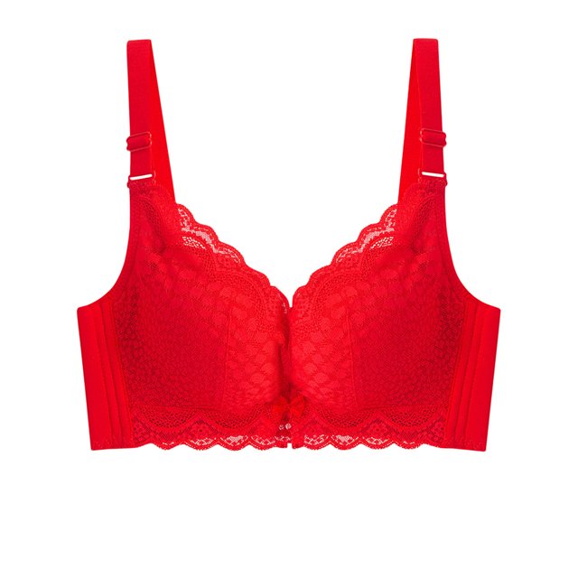 Bandeau Sports Bra Women Back-Smoothing Bra Feature V-Neck Balconette Bra Style W-725 Red 34