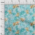 thumbnail image 2 of oneOone Georgette Viscose Turquoise Blue Fabric Leaves & Lemon Sewing Material Print Fabric By The Yard 42 Inch Wide, 2 of 5