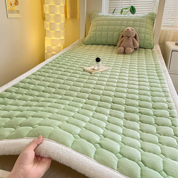 Winter Milk Velvet Twin Mattress Pad for Dorm Bunk Bed, Thick Warm Floor Mattress Topper