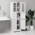 thumbnail image 2 of HOMCOM Armoire de Rangement de Salle de Bain avec Portes à Persiennes, Tablette Ajustable, Blanc, 2 of 10