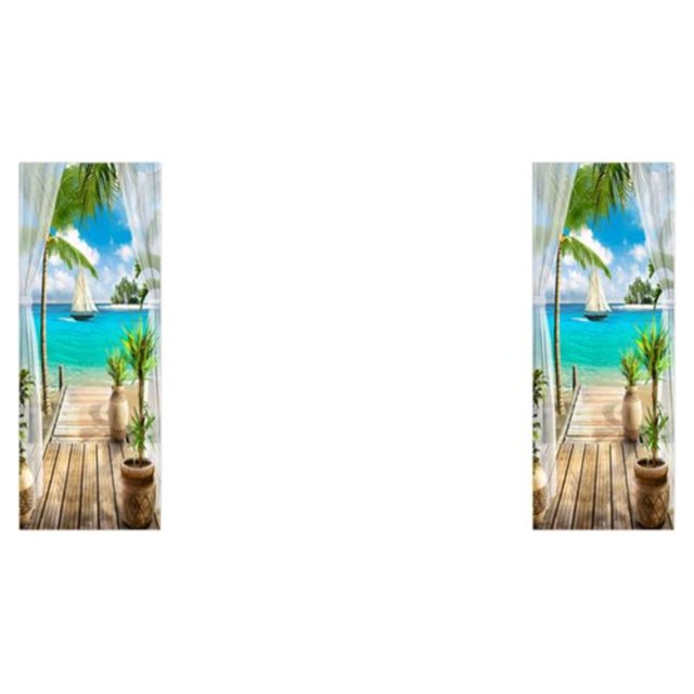 Redempat 2pcs/set Add Touch Of Elegance To Space With 3D Door Stickers Instantly Change Look Of Room PVC 3D Door Mural Sticker As Shown M:88*200cm 2Set