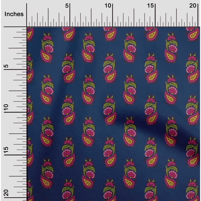 oneOone Georgette Viscose Fabric Leaves|Floral & Paisley Block Decor Fabric Printed BTY 42 Inch Wide