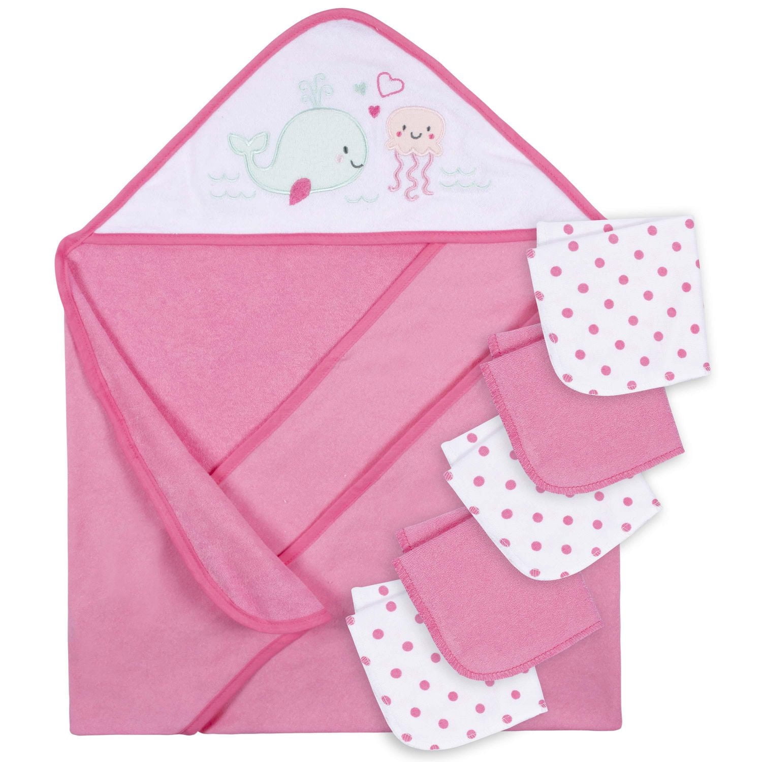 Parent’s Choice Hooded Towel and 5 Washcloths Set, Girl