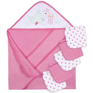 Parent’s Choice Hooded Towel and 5 Washcloths Set, Girl