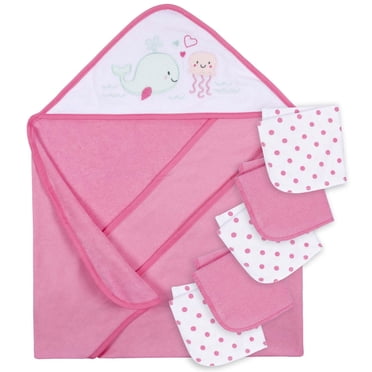 Parent’s Choice Hooded Towel and 5 Washcloths Set, Girl