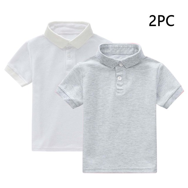YUNAFFT Polos pour Enfants Été Décontracté Couleur Unie Manches Courtes Col Rond Lot de 2 Style Décontracté de Tous les Jours