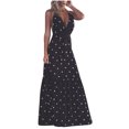 thumbnail image 1 of Yuyuzo Robes de Vacances pour Femmes Sans Manches Décontractées Plage Boho à Pois Smockées Fluides Longues Robes d'Été, 1 of 7