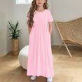 thumbnail image 3 of Bwiyojiz Fashion Sizes 120-170 Children's Solid Color Short Sleeve Ruffled Pockets Round-Neck Printed Dress for Kids, 3 of 5