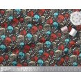 thumbnail image 2 of Soimoi Poly Georgette Fabric Bone,Floral & Skull Halloween Decor Fabric Printed Yard 42 Inch Wide, 2 of 3