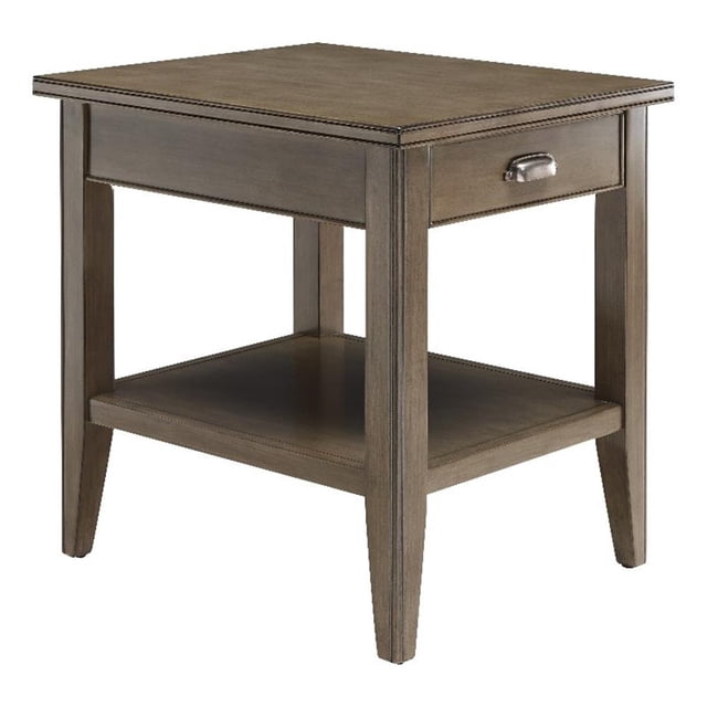 Leick Furniture Laurent 24"H End Table with Drawer and Display Shelf in Gray