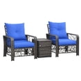 thumbnail image 1 of Outsunny 3 Pieces Wicker Patio Furniture Set, Rattan Bistro Set with Storage Coffee Table and Thickened Cushions, Outdoor Conversation Set for Garden, Porch, Balcony, Blue, 1 of 10