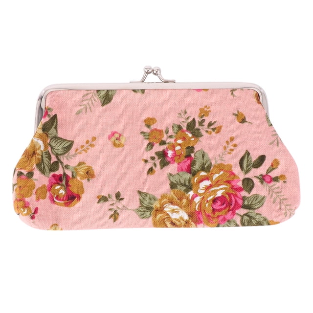 MasteelfCA Vintage Flower Wallet Lady Buckle Clutch Bag Rose Pattern Coin Purse for Woman