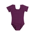 thumbnail image 1 of transemion Ensemble de Danse Extensible pour Enfants, Doux pour la Peau, Classique, Col Rond, Justaucorps Combinaison, Tenue de Danse Douce, Costume, Léotard, Violet 2TG, 1 of 9