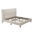 thumbnail image 2 of Noble House King Size Upholstered Bed Frame with High Headboard, 12-Slat Support, Chenille Fabric, Easy Assembly, Beige, 2 of 4