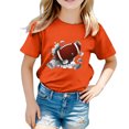 thumbnail image 2 of TIEVOSA Haut Garçon Fille à Manches Courtes Décontracté Rugby Football à Lettres Imprimées pour 4-5 Ans (Orange), 2 of 3