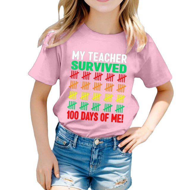 Hauts pour Filles Décontractés Imprimés Col Rond Manches Courtes pour Filles - et T-Shirts Confortables pour un Usage Quotidien