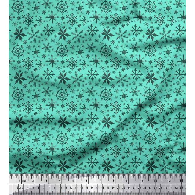 Soimoi Modal Satin Fabric Snowflake Artistic Fabric Prints By Yard 42 Inch Wide