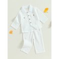 thumbnail image 3 of SUNSIOM 2Pcs Baby Boy Fall Outfits Long Sleeve Button Down Lapel Shirt + Pants Set Toddler Clothes, 3 of 9