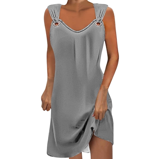 Erwazi Robes d'Été Décontractées pour Femmes, Robes de Plage d'Été, Robe Midi Sans Manches, Robe Bohème de Vacances, Robe Débardeur