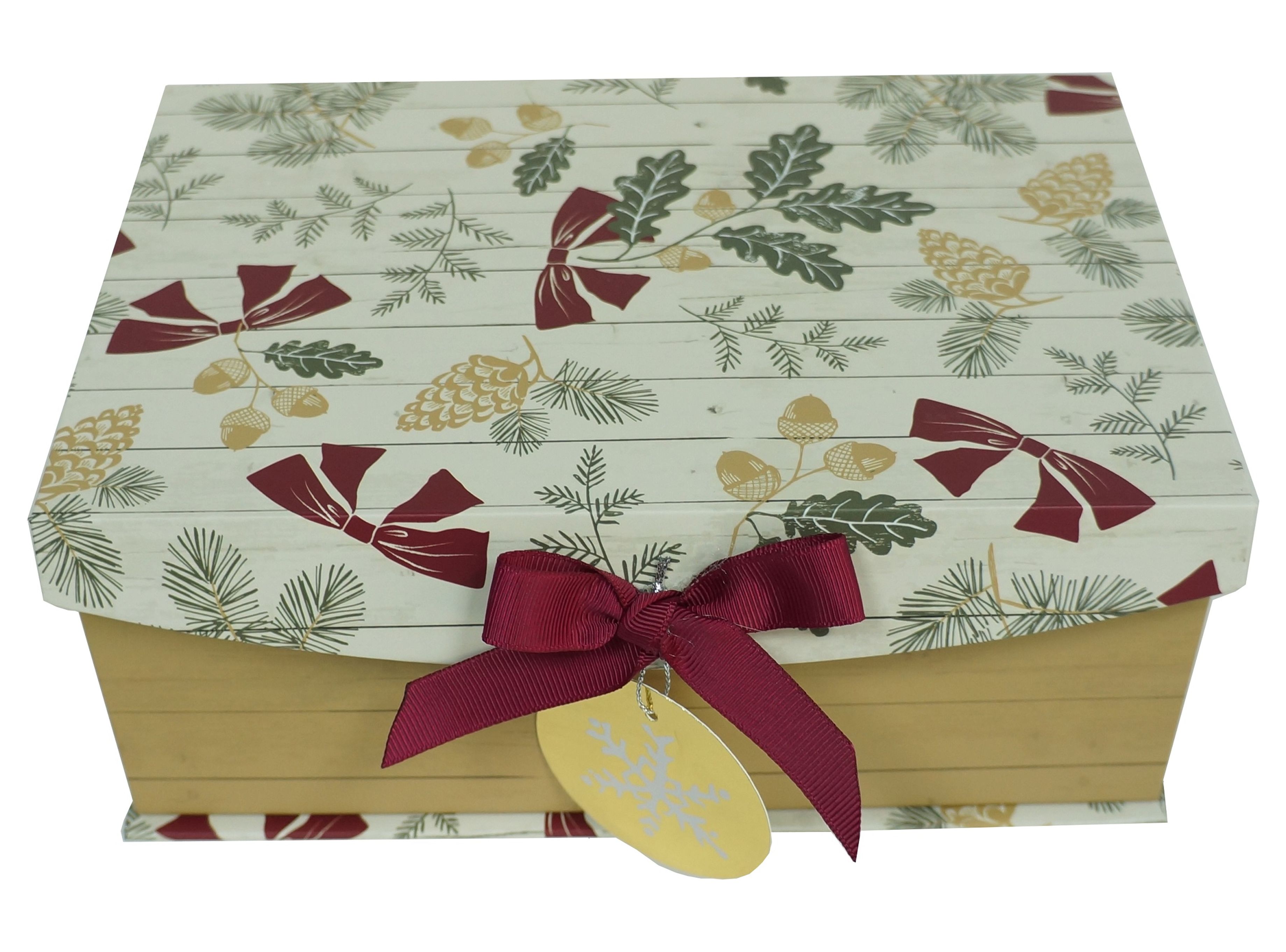 Grain Pinecone Christmas Small Decor Box,9 in x 6 in x 3.75 in,by Holiday Time