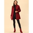 thumbnail image 2 of INSPIRE CHIC Manteau d'Hiver pour Femme à Col Montant, à Simple Boutonnage, Long Mi-Cuisse, Rouge, TP, 2 of 5