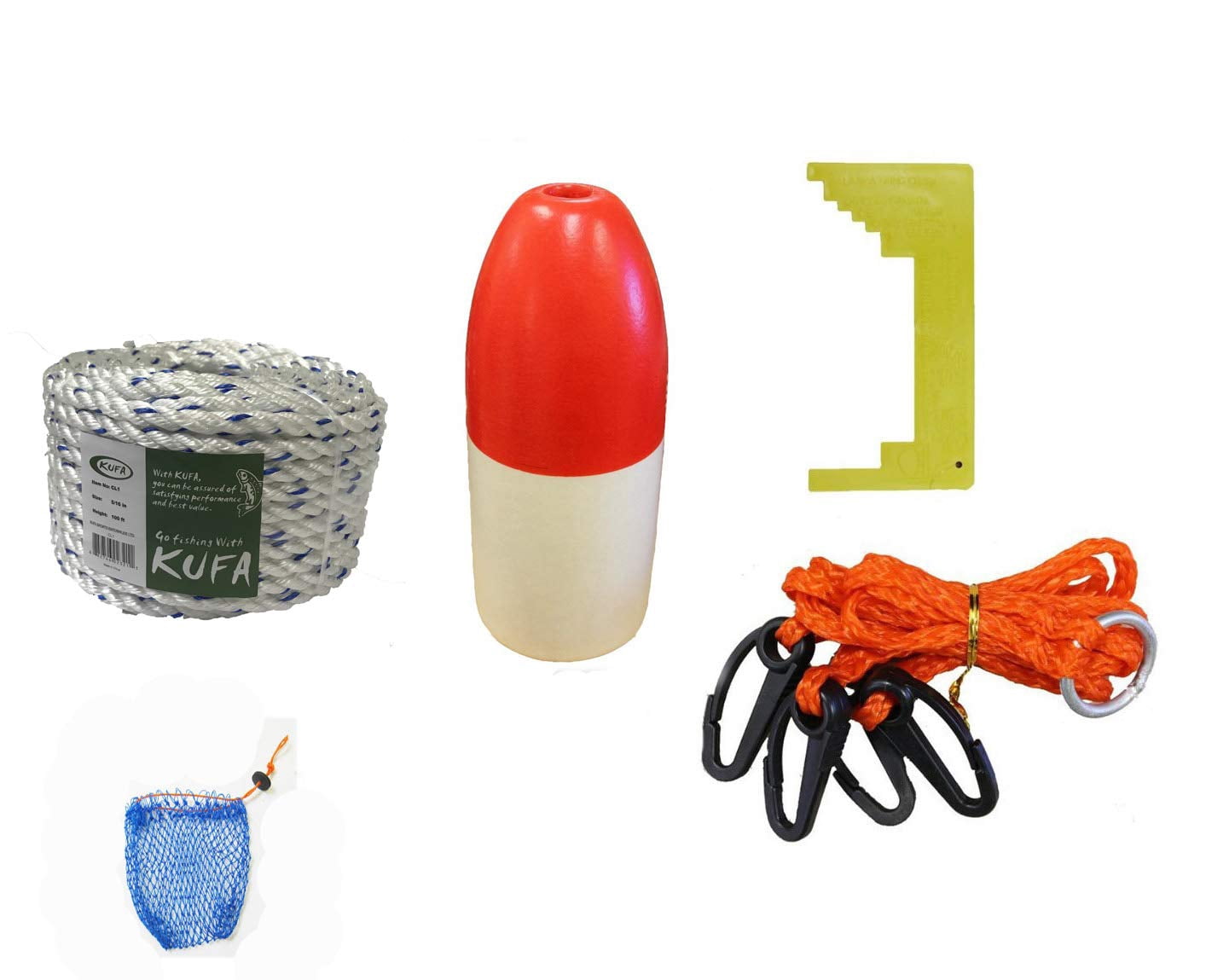 Crab Trap accessory kit, Crab trap rope,bait bag,Caliper,Harness,red white float.