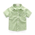 thumbnail image 1 of DXOUPM Girls Short Sleeved Shirt Versatile Lapel Button Down Plaid Tops Kids Trendy Clothes, 1 of 2