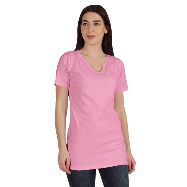 Inkmeso Haut à Encolure Fendue Long pour Femmes T-Shirt Basique en Coton avec Poche Patch Legging Haut