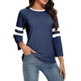 thumbnail image 4 of Timegard Hauts pour Femmes Grande Taille Col Rond Manches 3/4 T-Shirts Confortables Tunique Décontractée pour Porter avec des Leggings, 4 of 5