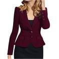 thumbnail image 1 of Pompotops Femmes Dames Veste Unie à Col Rabattu Manteau à Manches Longues Manteau Vêtement d'Extérieur Blazer Liquidation, 1 of 6