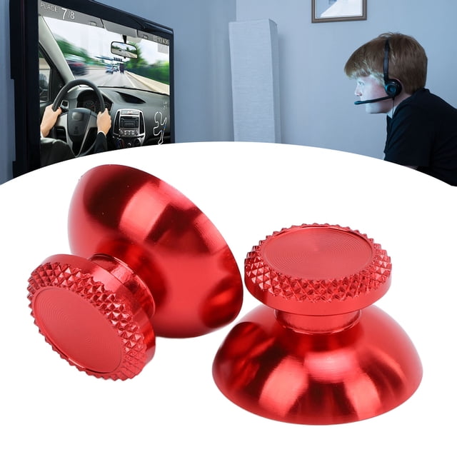 Sticks pour Manette, 2 Pcs Poignée de Pouce en Métal de Remplacement pour Console de Jeu Portative, Accessoires de Sticks Analogiques en Alliage d'Aluminium