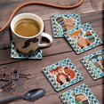thumbnail image 3 of Inkdotpot Set of 6 Drink Coasters DecorativeNon,SlipCork Base4-inch Square PrintedCoastersEasy Clean- Tribal Animals, 3 of 8