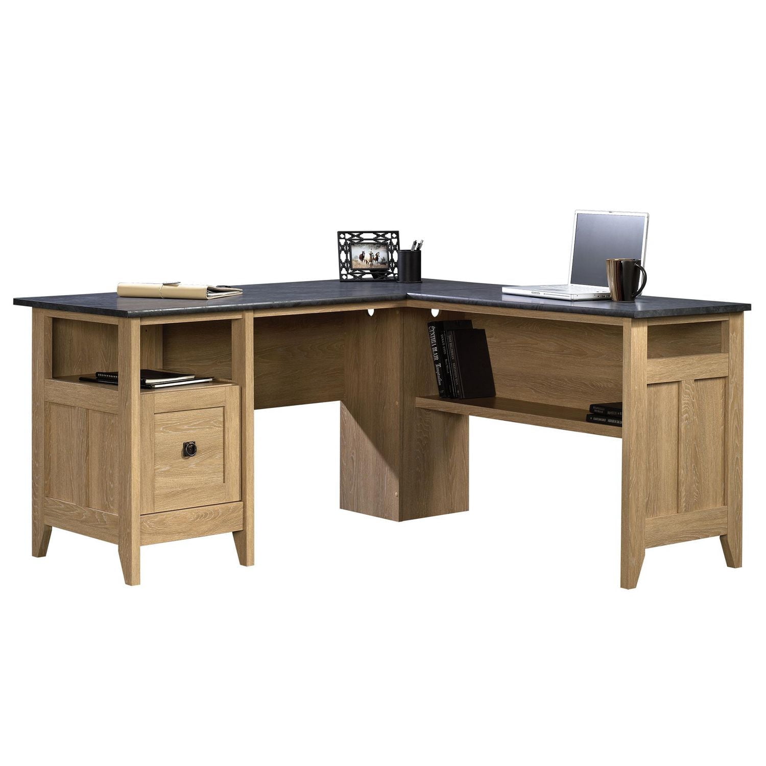 Sauder August Hill L-Desk in Dover Oak Finish