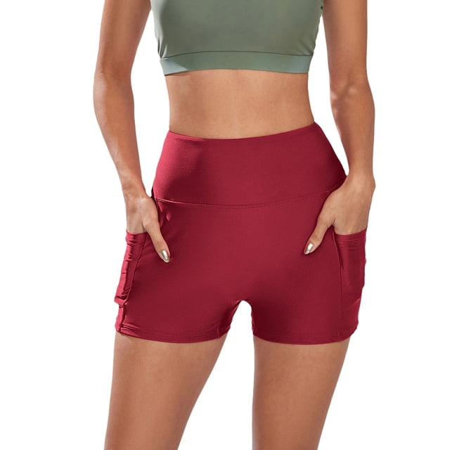 B91xZ Maillot de Bain pour Femmes 2024 Short de Bain Rétro Froncé Culotte de Tankinis Froncée en Rouge Vin, Taille P. le Bas de Maillot Taille Haute Présente un design Froncé avec une Couvrance Totale, Offrant une Coupe Flatteuse et Modeste. Fabriqué en polyester, Il Est Élastique, Respirant et Confortable pour des Activités comme la Natation Ou la Détente. les shorts Ont une Grand Taille Élastique et des Détails de Fronces Latérales, Convient à Agencer avec des Hauts de tankini, des Soutiens-Gorge de Sport Ou des Hauts de yoga. Idéal pour les Relâches de Printemps, les Vacances d'Été Ou