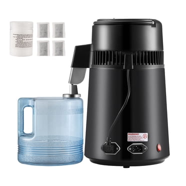 KFFKFF Water Distiller, 4L 1.05 gallon pure water purifier filter, 750W distilled water, stainless steel indoor distiller manufacturing machine to make clean water, black