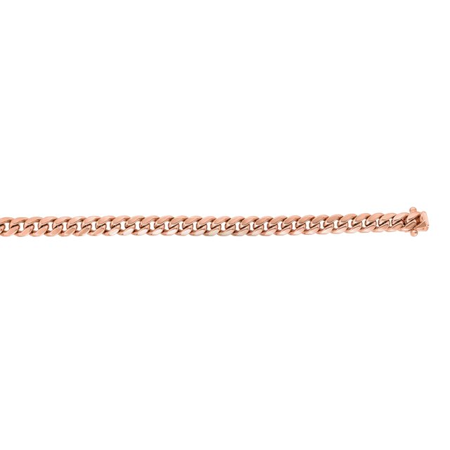 14k Rose Solid Gold Miami Cuban Link Chain Necklace, 6mm, 24"